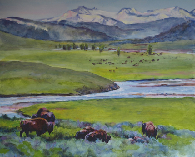 Lamar Valley Buffalo painting by Karen Brenner